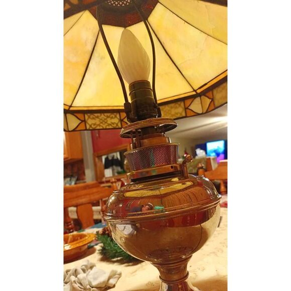 1890s THE B&H (Bradley and Hubbad oil lamp converted to electric "can b turñed b - Picture 14 of 14